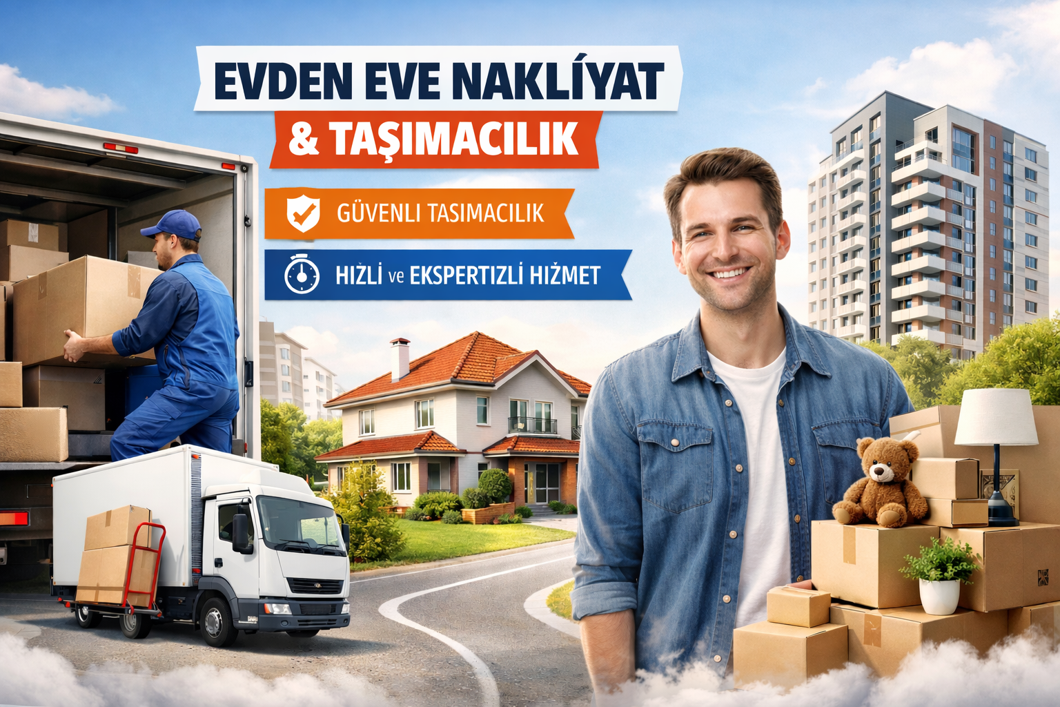 Evden eve nakliyat için taşınma kolileri ve ev içi taşıma hazırlığı